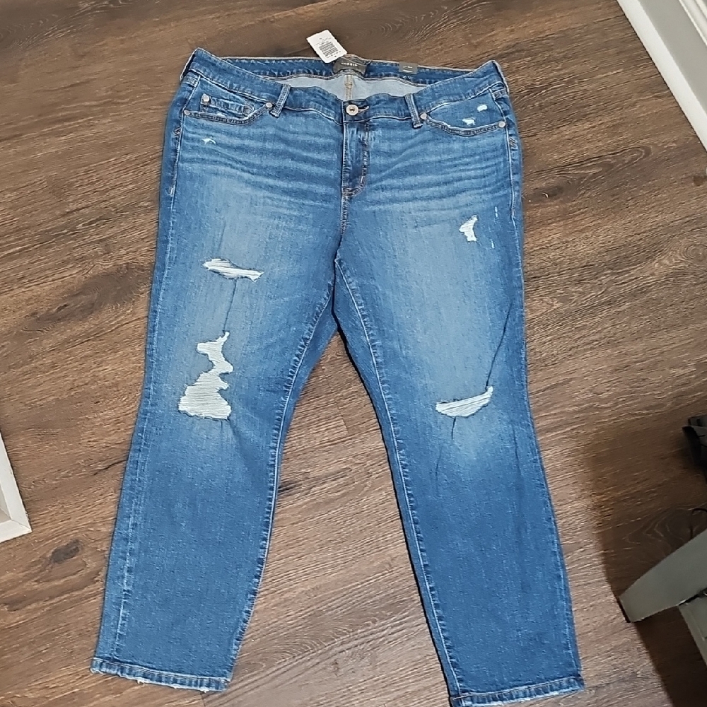 Torrid Blue Skinny Jeans with Distressed Details
